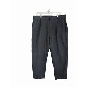 GAP Pants Men's 34 x 30 Black Linen Blend Pleated Straight Leg Beach Resort NEW